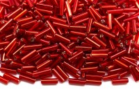Бисер чешский PRECIOSA стеклярус 97050 7мм красный, серебряная линия внутри, 50г