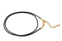 Основа для кулона или колье Шнур вощеный с карабином 1,5мм х 43см + 5см цепочка, цвет черный/золото, 34-032, 1шт