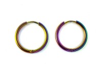 Основа для серег Кольца 20х2мм, цвет разноцветный перелив, хирургическая сталь, 21-293, 1 пара