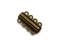 Замок магнитный на 4 нити 30х17х7мм, отверстие 3мм, цвет античная бронза, сплав металлов, 10-018, 1шт