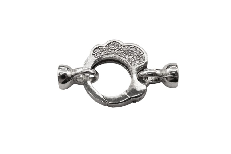 Замок-карабин Круглый 33х18х4, внутренний диаметр 4мм, цвет платина, латунь/цирконий, 08-074, 1шт Замок-карабин Круглый 33х18х4, внутренний диаметр 4мм, цвет платина, латунь/цирконий, 08-074, 1шт