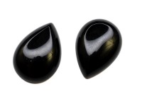 Кабошон капля 25х18мм, Обсидиан природный, цвет черный, 2015-019, 1шт