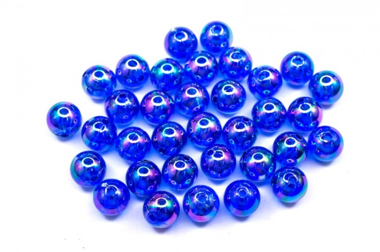 Бусины акриловые круглые 10мм, отверстие 1,5мм, цвет синий радужный, 530-007, 10г (около 20шт) Бусины акриловые круглые 10мм, отверстие 1,5мм, цвет синий радужный, 530-007, 10г (около 20шт)