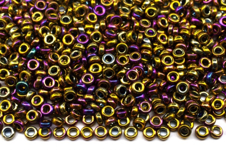 Бисер MIYUKI Spacer 2,2х1 мм #0188 пурпурный/золотистый ирис, металлизированный, 5 грамм Бисер MIYUKI Spacer 2,2х1 мм #0188 пурпурный/золотистый ирис, металлизированный, 5 грамм