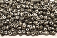 Бусины MiniDuo 2х4мм, отверстие 0,7мм, цвет 03000/14449 серый глянцевый, 707-019, 5г (около 115шт)