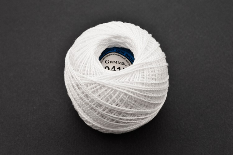 Нитки Ирис Gamma, цвет 0415 белый, 82м/10г, хлопок 100%, 1шт Нитки Ирис Gamma, цвет 0415 белый, 82м/10г, хлопок 100%, 1шт