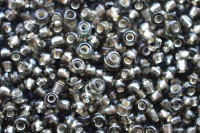 Бисер китайский круглый размер 8/0, цвет 0052 серый, серебряная линия внутри, 450г