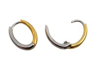 Серьги Конго Овал 17х12х3мм, латунь, родий/позолота, 21-496, 1 пара