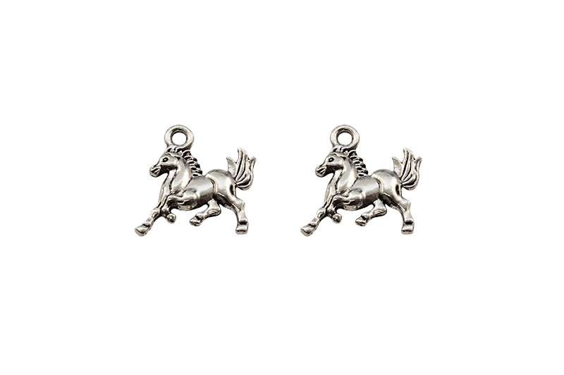 Подвеска Лошадь 16,5х13,5х2мм, отверстие 2мм, цвет античное серебро, сплав металлов, 22-256, 2шт
