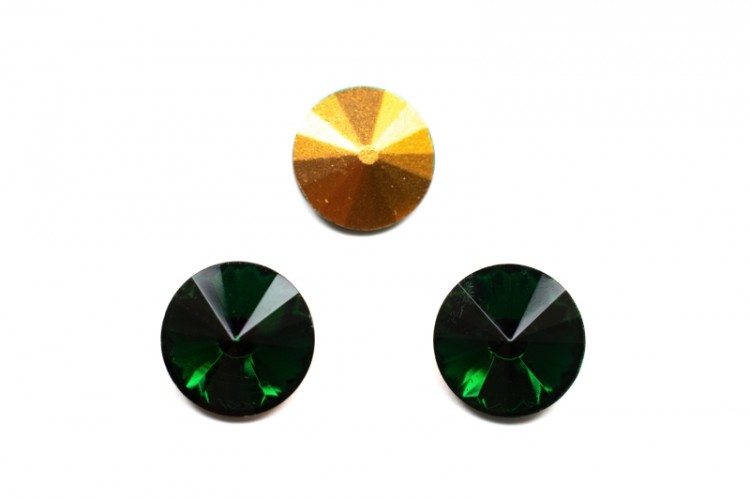 Риволи Matubo 12mm Czech Glass, цвет RV021 Emerald, 12-RV021, 1шт Риволи Matubo 12mm Czech Glass, цвет RV021 Emerald, 12-RV021, 1шт