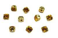Шатоны Preciosa Maxima 3,2мм в оправе, цвет topaz DF/gold, 63-298, 10шт