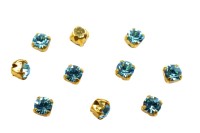 Шатоны Preciosa Maxima 3,2мм в оправе, цвет aqua Bo DF/gold, 63-199, 10шт