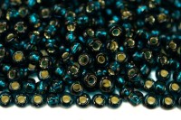 Бисер японский TOHO круглый 3/0 #0027BD изумруд, серебряная линия внутри, 10 грамм