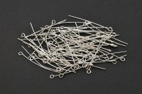 Штифты для бижутерии с петелькой 40х0,7мм, ответстие 2мм, цвет серебро, железо, 30-044, 10г (около 76шт)