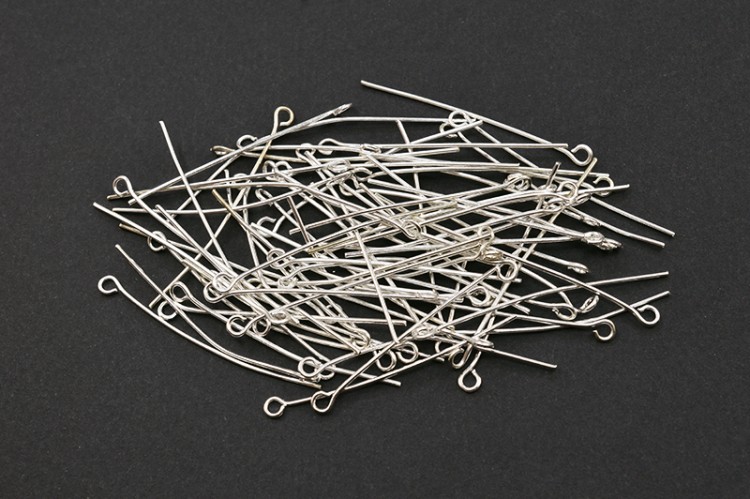 Штифты для бижутерии с петелькой 40х0,7мм, ответстие 2мм, цвет серебро, железо, 30-044, 10г (около 76шт) Штифты для бижутерии с петелькой 40х0,7мм, ответстие 2мм, цвет серебро, железо, 30-044, 10г (около 76шт)