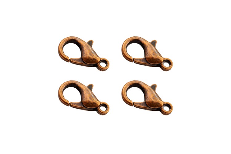 Замок-карабин 12х6мм, отверстие 1,5мм, цвет античная медь, сплав металлов, 07-030, 4шт Замок-карабин 12х6мм, отверстие 1,5мм, цвет античная медь, сплав металлов, 07-030, 4шт