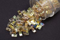 Бисер японский MIYUKI Half TILA #55018 Crystal Yellow Rainbow, радужный прозрачный, 5 грамм