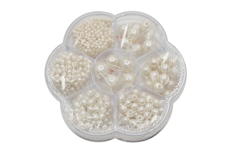 Набор жемчужных бусин для рукоделия, цвет кремовый, 01-01-27, 1уп Набор жемчужных бусин для рукоделия, цвет кремовый, 01-01-27, 1уп