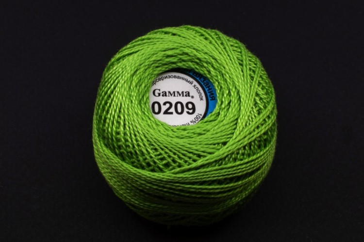 Нитки Ирис Gamma, цвет 0209 светло-зеленый, 82м/10г, хлопок 100%, 1шт Нитки Ирис Gamma, цвет 0209 светло-зеленый, 82м/10г, хлопок 100%, 1шт
