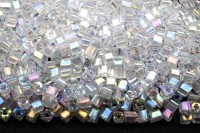 Бисер чешский PRECIOSA кубический 3х3мм 58135 прозрачный радужный, 50г