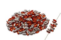 Бусины Rizo 6х2,5мм, отверстие 0,8мм, цвет 90020/27001 оранжевый/серебро, 753-042, 10г (около 150шт)