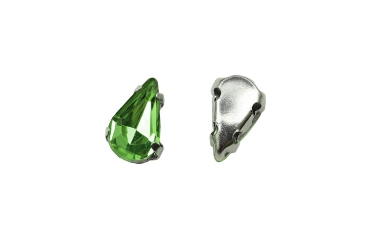 Кристалл Капля 8х5мм пришивной в оправе, цвет зеленый, стекло, 43-148, 2шт Кристалл Капля 8х5мм пришивной в оправе, цвет зеленый, стекло, 43-148, 2шт