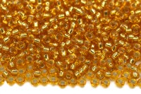 Бисер японский MIYUKI круглый 11/0 #0004 темное золото, серебряная линия внутри, 10 грамм