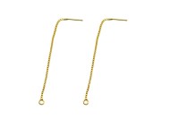 Гвоздики основы для серег Цепочка 70х1х0,7мм, отверстие 2мм, цвет золото, латунь, 21-554, 1 пара