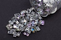 Бисер японский MIYUKI Half TILA #55017 Crystal Silver Rainbow, радужный прозрачный, 5 грамм
