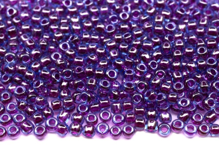 Бисер японский TOHO круглый 11/0 #0252 морская вода/фиолетовый, окрашенный изнутри, 10 грамм Бисер японский TOHO круглый 11/0 #0252 морская вода/фиолетовый, окрашенный изнутри, 10 грамм