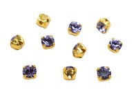 Шатоны Preciosa Maxima 3,2мм в оправе, цвет tanzanit DF/gold, 63-296, 10шт