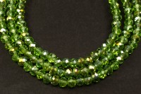 Бусина стеклянная Рондель 6х4мм, цвет зеленый, гальваническое покрытие, 507-047, 10шт