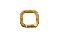 Замок-карабин Квадрат 18х4мм, цвет золото, латунь/стразы цирконий, 07-087, 1шт