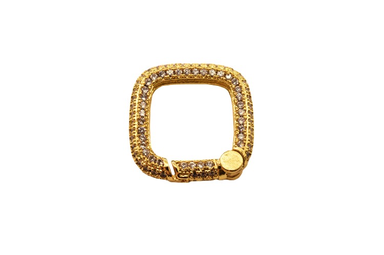 Замок-карабин Квадрат 18х4мм, цвет золото, латунь/стразы цирконий, 07-087, 1шт Замок-карабин Квадрат 18х4мм, цвет золото, латунь/стразы цирконий, 07-087, 1шт