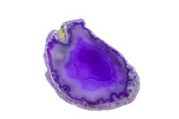 Срез Агата природного, оттенок фиолетовый, 60х40х5мм, отверстие 2мм, 37-209, 1шт