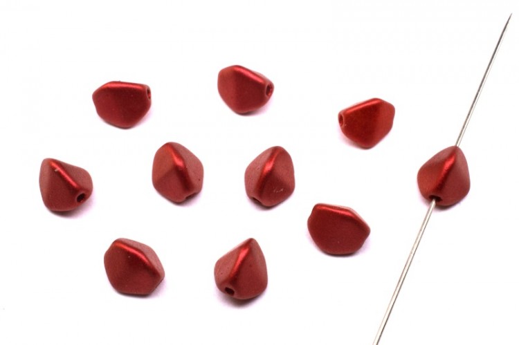 Бусины Pinch beads 7х7мм, отверстие 0,8мм, цвет 02010/01890 красный металлик, 755-004, 10шт Бусины Pinch beads 7х7мм, отверстие 0,8мм, цвет 02010/01890 красный металлик, 755-004, 10шт
