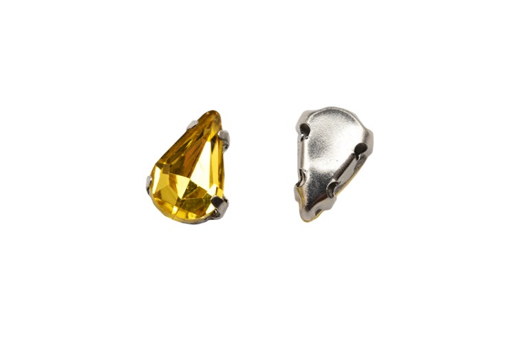 Кристалл Капля 8х5мм пришивной в оправе, цвет желтый, стекло, 43-147, 2шт Кристалл Капля 8х5мм пришивной в оправе, цвет желтый, стекло, 43-147, 2шт