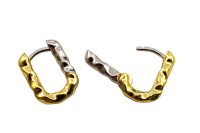 Серьги Конго Овал 15х12х2мм, латунь, родий/позолота, 21-486, 1 пара