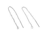 Гвоздики основы для серег Цепочка 100х0,5х0,8мм, отверстие 2мм, цвет стальной, хирургическая сталь, 21-557, 1 пара