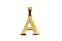 Подвеска-буква A 20х18х1,8мм, отверстие 3х7мм, цвет золото, хирургическая сталь, 22-506, 1шт