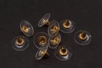 Заглушки для серег 11х7мм, отверстие 1мм, цвет золото, латунь/пластик, 21-003, 5 пар