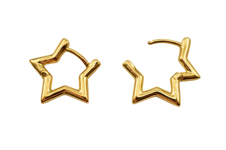 Основа для серег Звезды 19х22х2,5мм, цвет золото, латунь, 18К позолота, 21-298, 1 пара Основа для серег Звезды 19х22х2,5мм, цвет золото, латунь, 18К позолота, 21-298, 1 пара