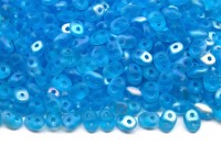 Бусины SuperDuo 2,5х5мм, отверстие 0,8мм, цвет 60020/28771 голубой прозрачный АВ матовый, 706-177, 10г (около 120шт)