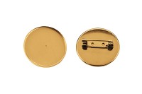 Основа для броши круглая 27х7мм, цвет золото, хирургическая сталь, 18-037, 1шт
