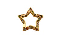 Замок-карабин Звезда 25х23х3мм, цвет золото, латунь/цирконий, 16К позолота, 07-091, 1шт
