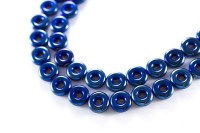 Бусина Гематит немагнитный синтетический, форма пончика 10х4мм, внутренний диаметр 3мм, отверстие 1мм, цвет синий, 538-011, 2шт