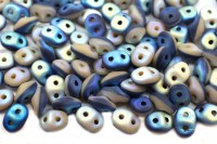 Бусины SuperDuo 2,5х5мм, отверстие 0,8мм, цвет 03849/28773 Black/White Full Matte AB, 706-220, 10г (около 120шт)