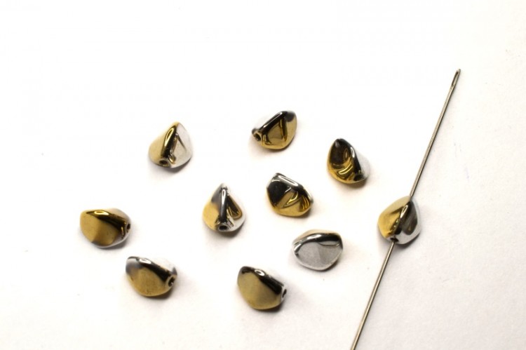 Бусины Pinch beads 7х7мм, отверстие 0,8мм, цвет 00030/98550 золотой/серебряный, 755-003, 10шт Бусины Pinch beads 7х7мм, отверстие 0,8мм, цвет 00030/98550 золотой/серебряный, 755-003, 10шт