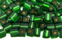 Бисер японский Miyuki Cube кубический 4мм #0016F зеленый, матовый, серебряная линия внутри, 10 грамм