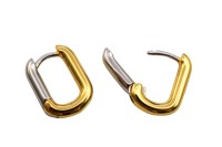 Серьги Конго Овал 15х12х2мм, латунь, родий/позолота, 21-483, 1 пара